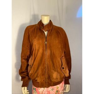 Vintage 1980s Marshall Fields New Traditions Brown Suede Bomber Jacket – North A